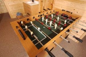 An awesome foosball table in the game room of a Gatlinburg cabin.