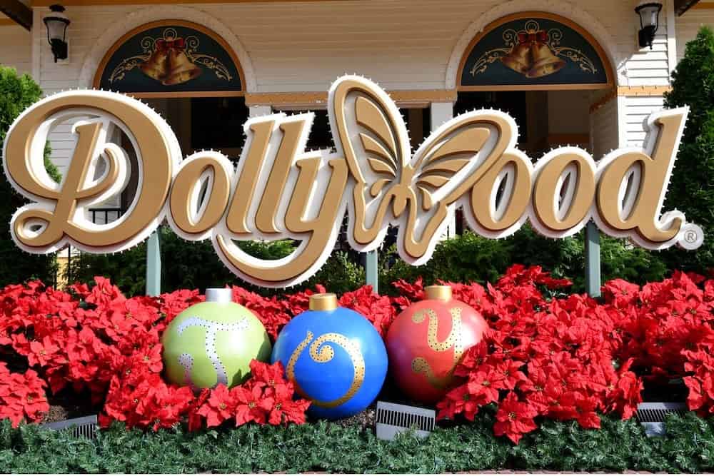 Dollywood Sign decorated for Smoky Mountain Christmas