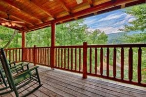 view from the deck of a cabin in the Smoky Mountains
