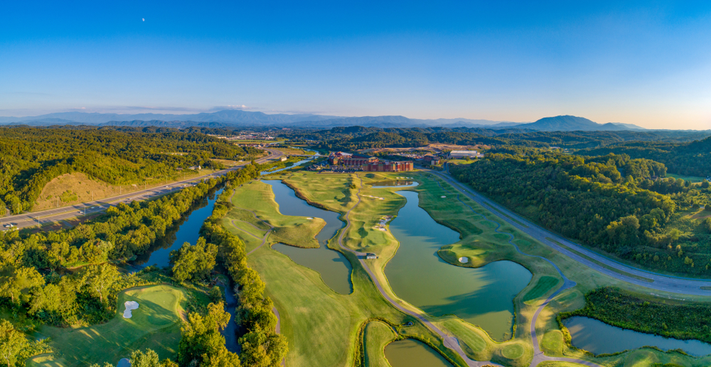 Scenic aerial view in sevierville tn