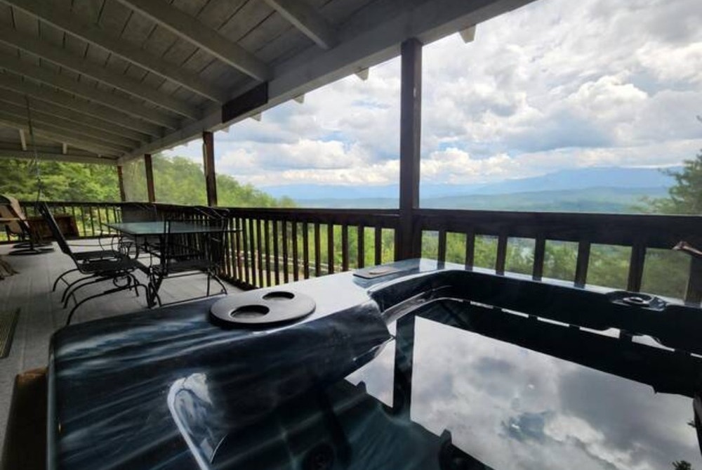 mountain views from hot tub at Skyview cabin